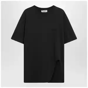 The Attico Black washed T-shirt with shaped hem