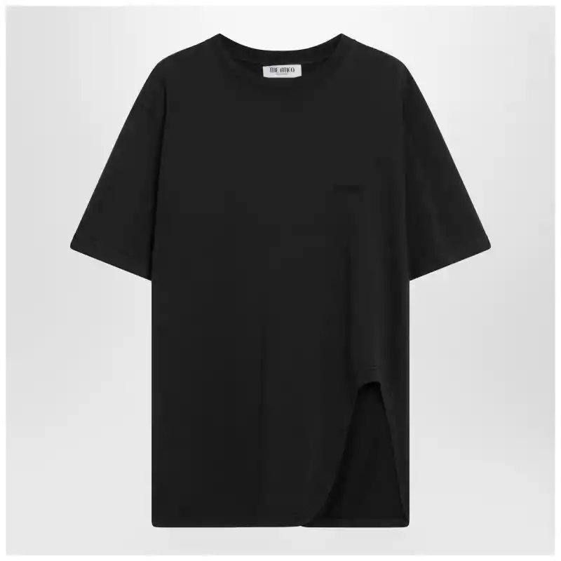 The Attico Black washed T-shirt with shaped hem