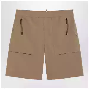 Moncler Grenoble Beige technical froissé Bermuda shorts