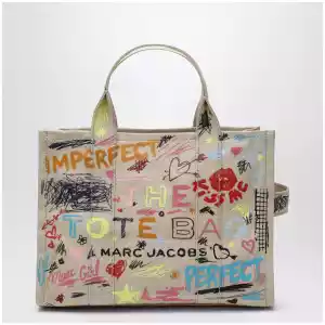 Marc Jacobs The Tote Bag medium beige with punk lettering