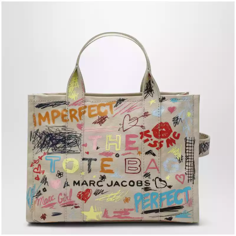 Marc Jacobs The Tote Bag medium beige with punk lettering