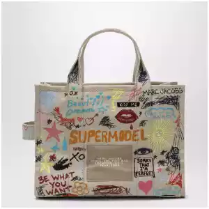 Marc Jacobs The Tote Bag medium beige with punk lettering