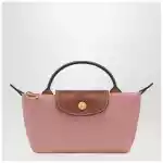 Longchamp Le Pliage Original pink tea-coloured clutch bag