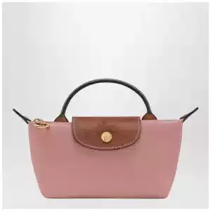 Longchamp Le Pliage Original pink tea-coloured clutch bag
