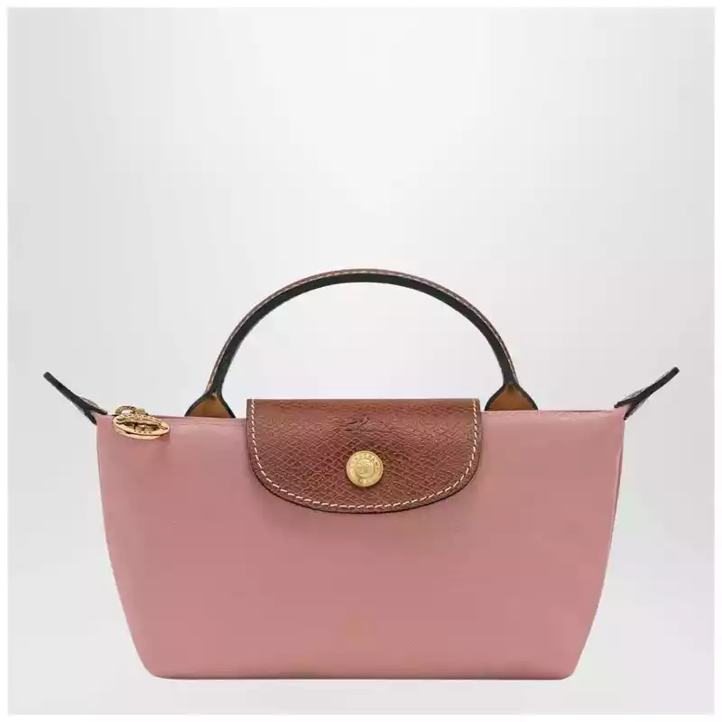 Longchamp Le Pliage Original pink tea-coloured clutch bag