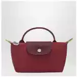 Longchamp Le Pliage Green Pomegranate coloured clutch bag