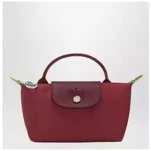 Longchamp Le Pliage Green Pomegranate coloured clutch bag
