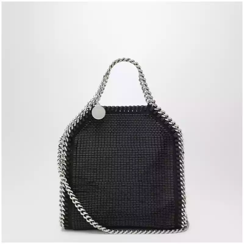 391698WP0744_T_STELL-1000.a Stella McCartney Falabella mini tote bag in black crystal mesh