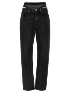 Denim X Alexander Wang Slit Hem Prestyle Hotfix Mesh Undie Jeans