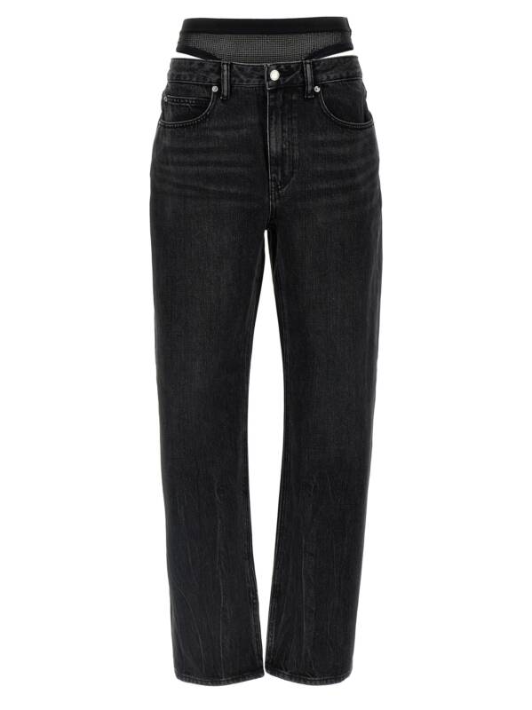 Denim X Alexander Wang Slit Hem Prestyle Hotfix Mesh Undie Jeans