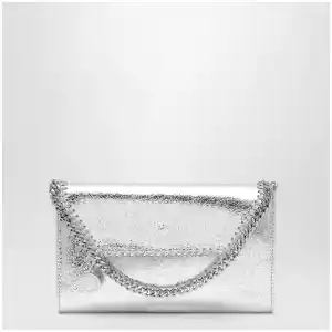 Stella McCartney Falabella metallic silver crossbody wallet bag