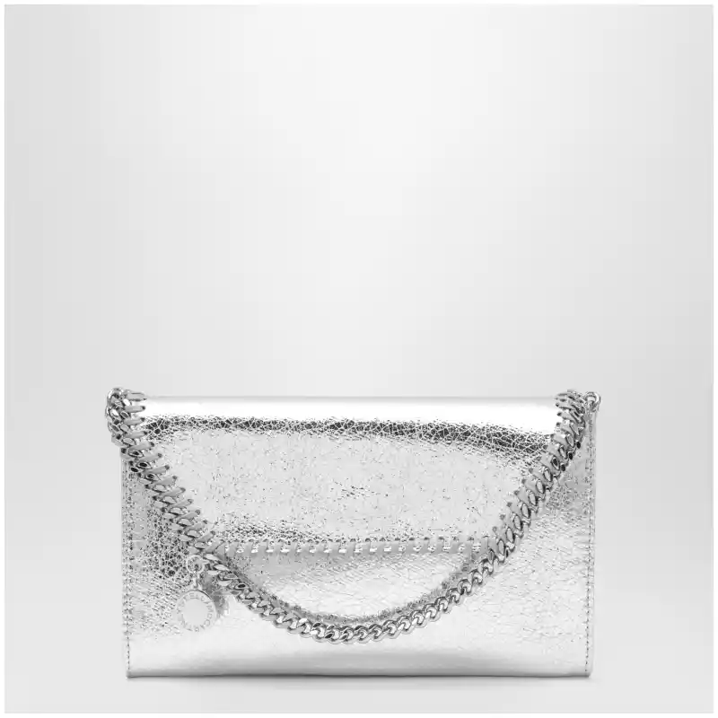 Stella McCartney Falabella metallic silver crossbody wallet bag