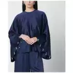 Stella McCartney Navy blue oversized viscose satin blouse