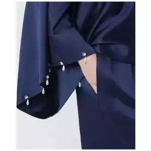 Stella McCartney Navy blue oversized viscose satin blouse