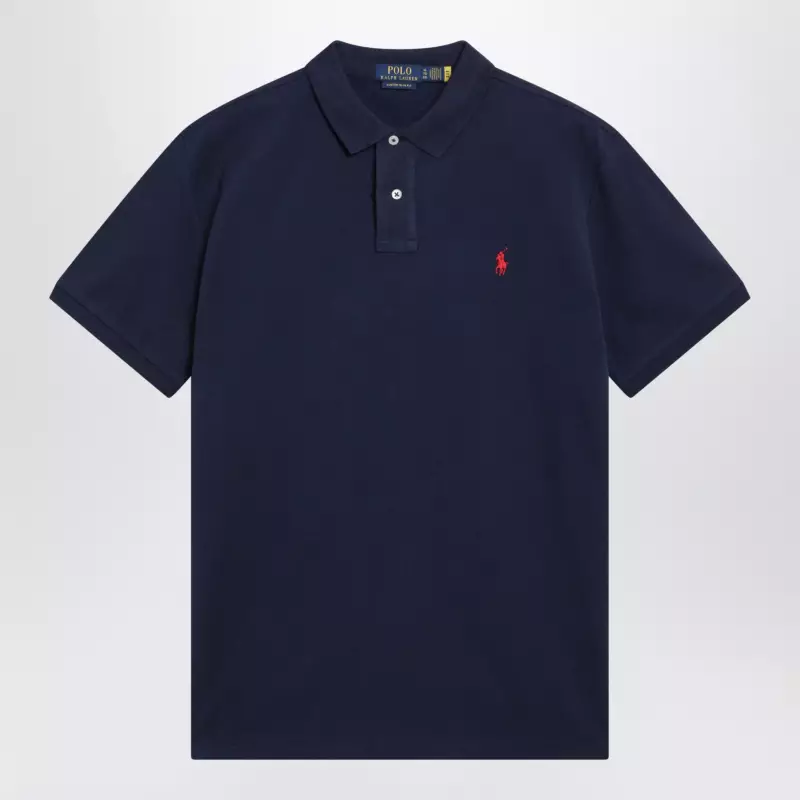 Polo Ralph Lauren Navy cotton Custom Slim-Fit polo shirt