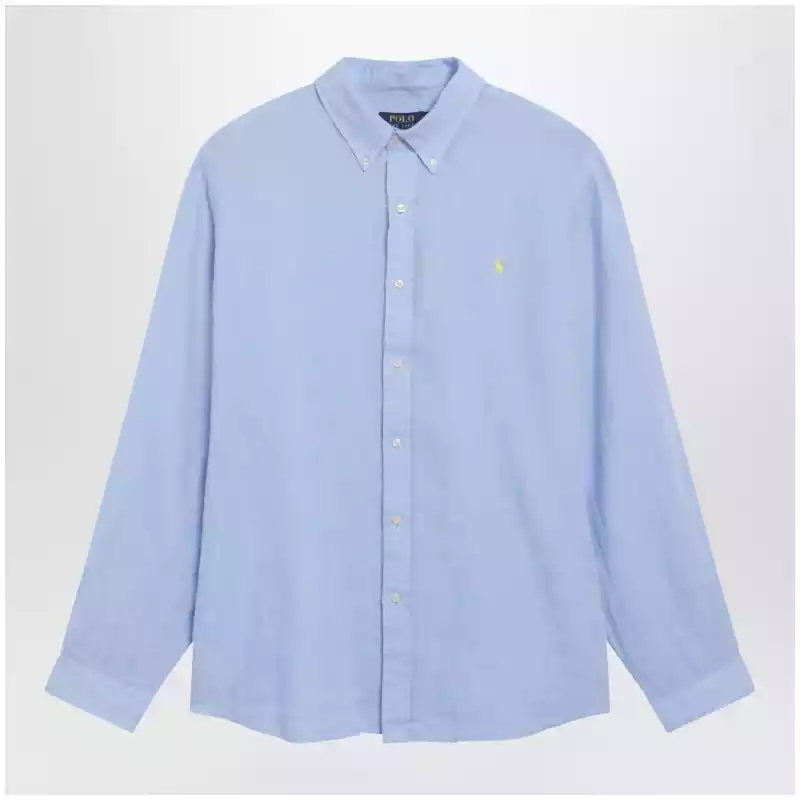 710966294509LI_S_POLOR-AB.x Polo Ralph Lauren Light Blue Linen Button-Down Shirt