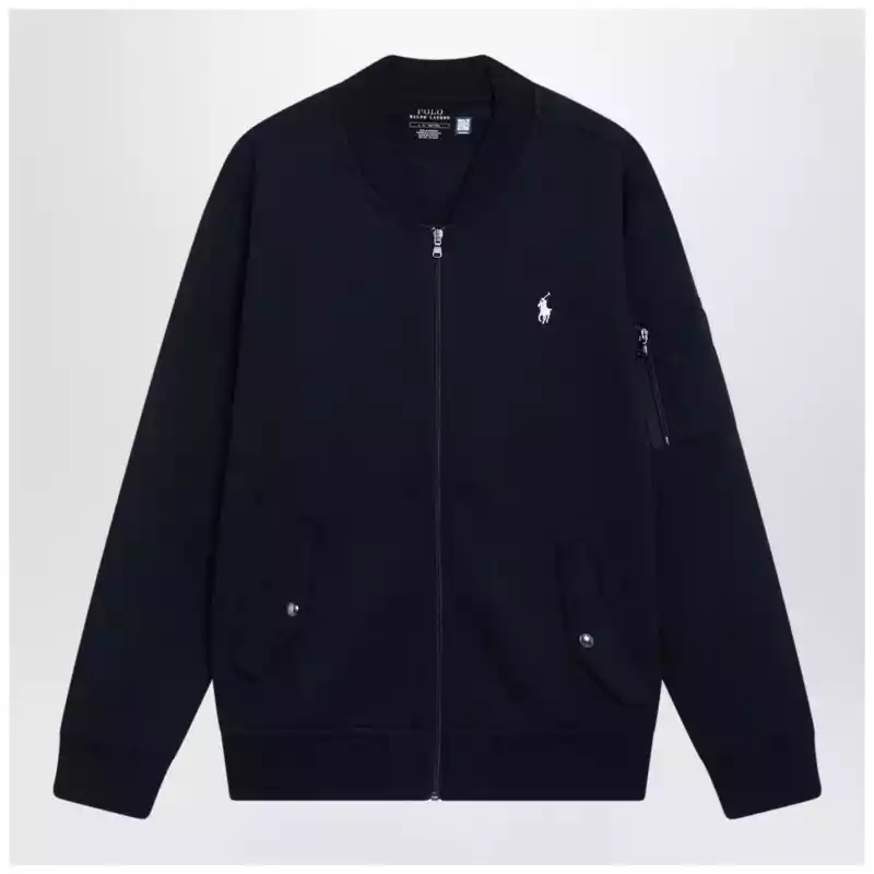 Polo Ralph Lauren Navy blue zip-up cotton-blend sweatshirt