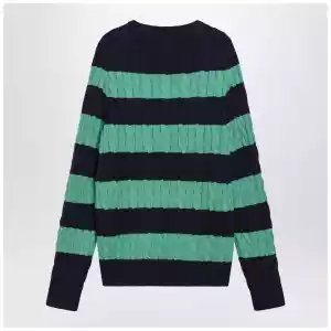 Polo Ralph Lauren Navy blue/green striped cable knit sweater