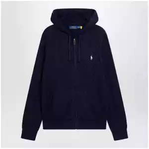 Polo Ralph Lauren Navy blue cotton cable-knit zip-up cardigan