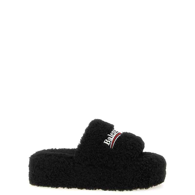 Balenciaga Furry Platform Slides