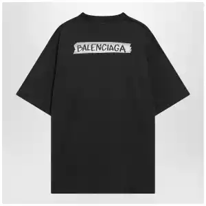 Balenciaga Black washed Masking Tape T-shirt with medium fit