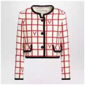 Valentino Ivory jacket with Check Vlogo pattern