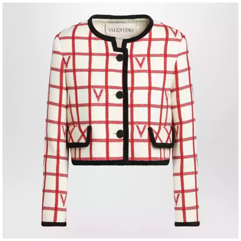 Valentino Ivory jacket with Check Vlogo pattern
