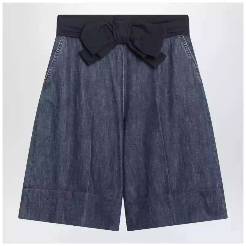 Valentino Denim bermuda shorts with oversized bow