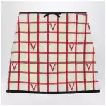 Valentino Ivory skirt with Check Vlogo pattern