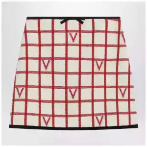 Valentino Ivory skirt with Check Vlogo pattern