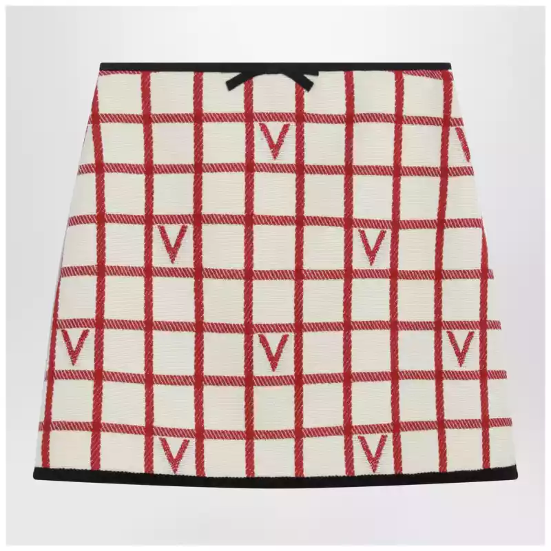 Valentino Ivory skirt with Check Vlogo pattern