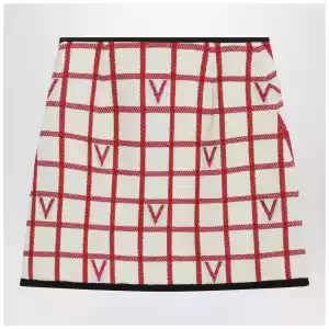 Valentino Ivory skirt with Check Vlogo pattern