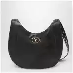 Valentino Garavani Medium Hoboho bag in black chevron-pattern nappa