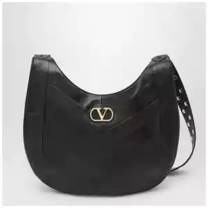 Valentino Garavani Medium Hoboho bag in black chevron-pattern nappa