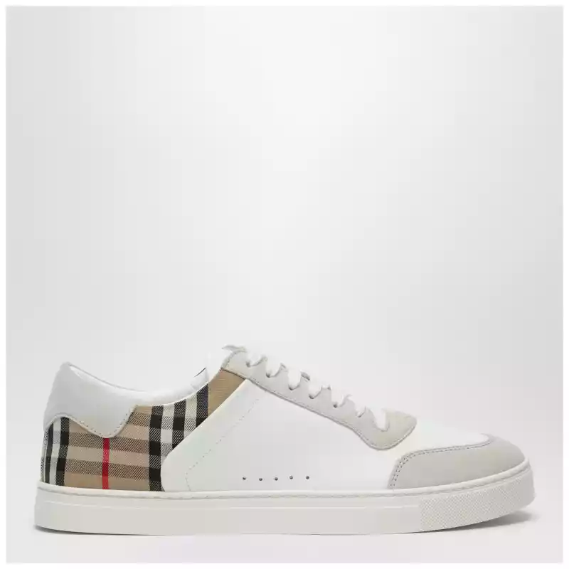 Burberry White and Check leather Sneakers