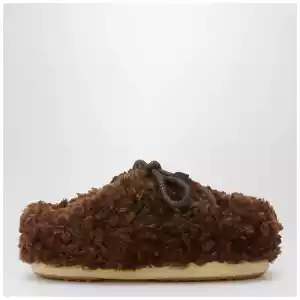 Moon Boot Dark brown curly shearling mules