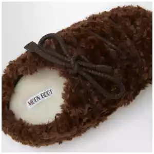 Moon Boot Dark brown curly shearling mules