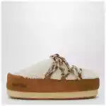 Moon Boot White shearling and suede mules