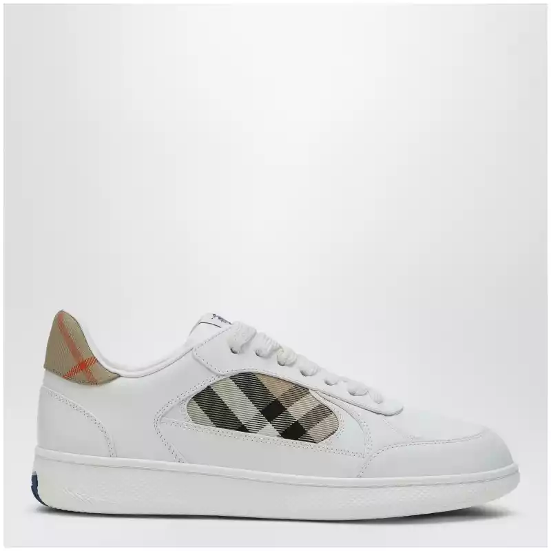 Burberry White leather sneaker terrace and Check
