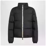 Burberry Black zip-up puffer jacket with Check detail