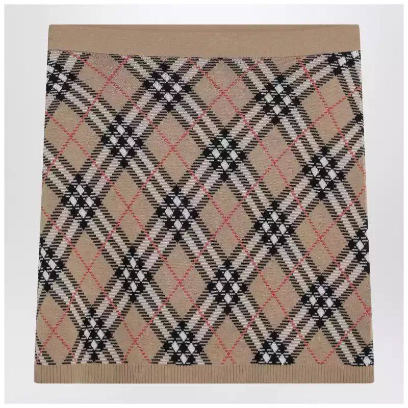 Burberry Wool and mohair blend check mini skirt