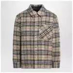Burberry Beige checked wool shirt jacket