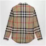 Burberry Slim-fit cotton twill check shirt in archive beige