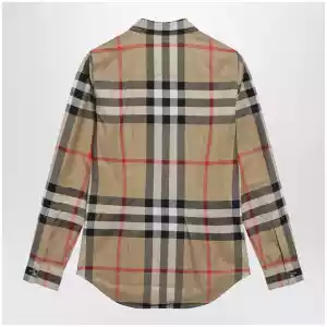 Burberry Slim-fit cotton twill check shirt in archive beige