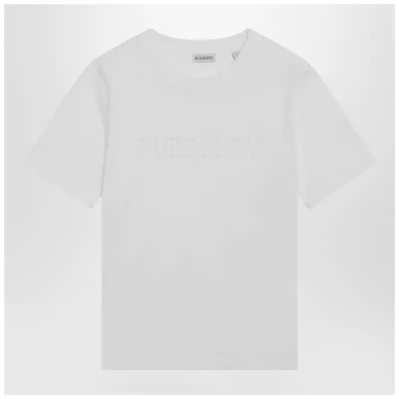 Burberry White T-shirt with embroidered logo