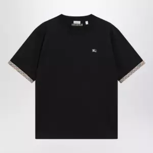 Burberry Cotton jersey T-shirt with Check trim in black