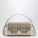 Burberry Note small shoulder bag in coated cotton beige