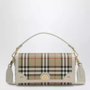 Burberry Note small shoulder bag in coated cotton beige