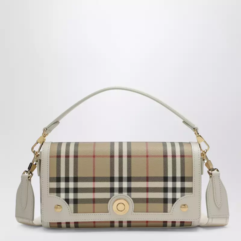 Burberry Note small shoulder bag in coated cotton beige