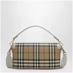 Burberry Note small shoulder bag in coated cotton beige